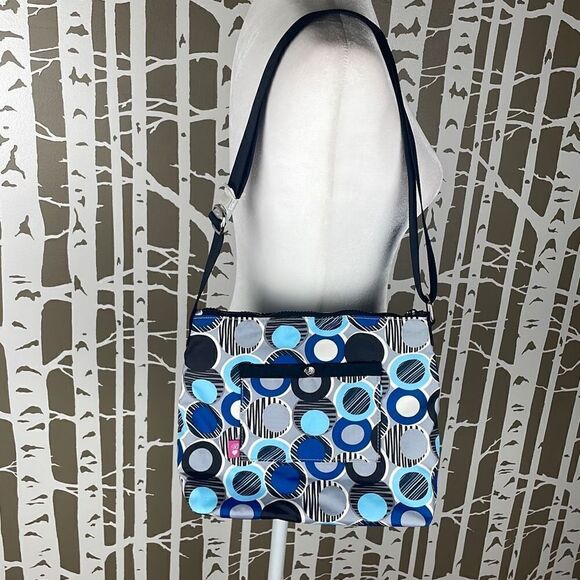 Brighton Dot Print Nylon Crossbody Bag Blue, Black, Gray, White - Picture 3 of 16